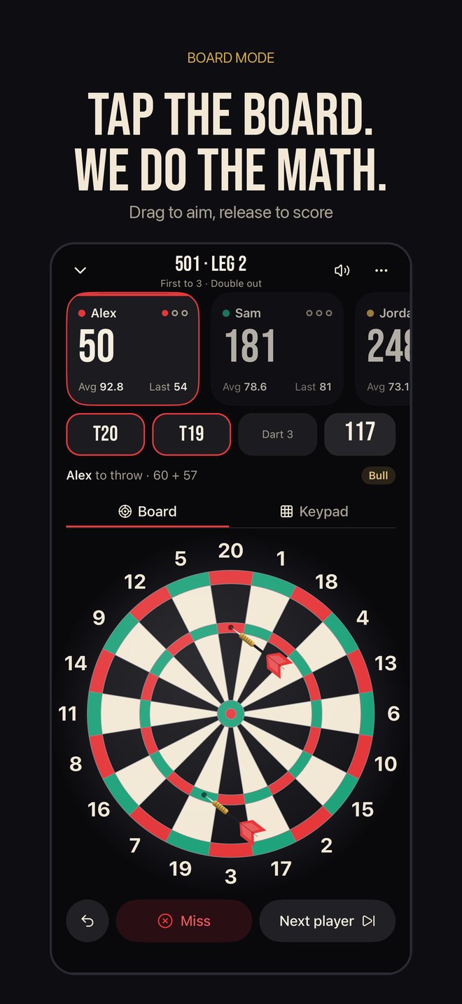 Scoring a visit by tapping the dartboard